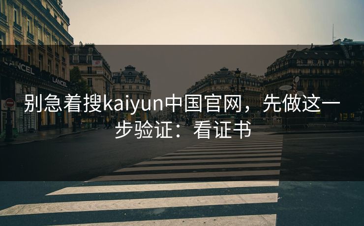 别急着搜kaiyun中国官网，先做这一步验证：看证书