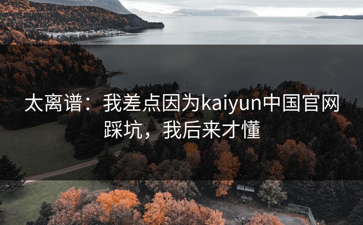 太离谱:我差点因为kaiyun中国官网踩坑,我后来才懂 太离谱:我差点因为kaiyun中国官网踩坑,我后来才懂